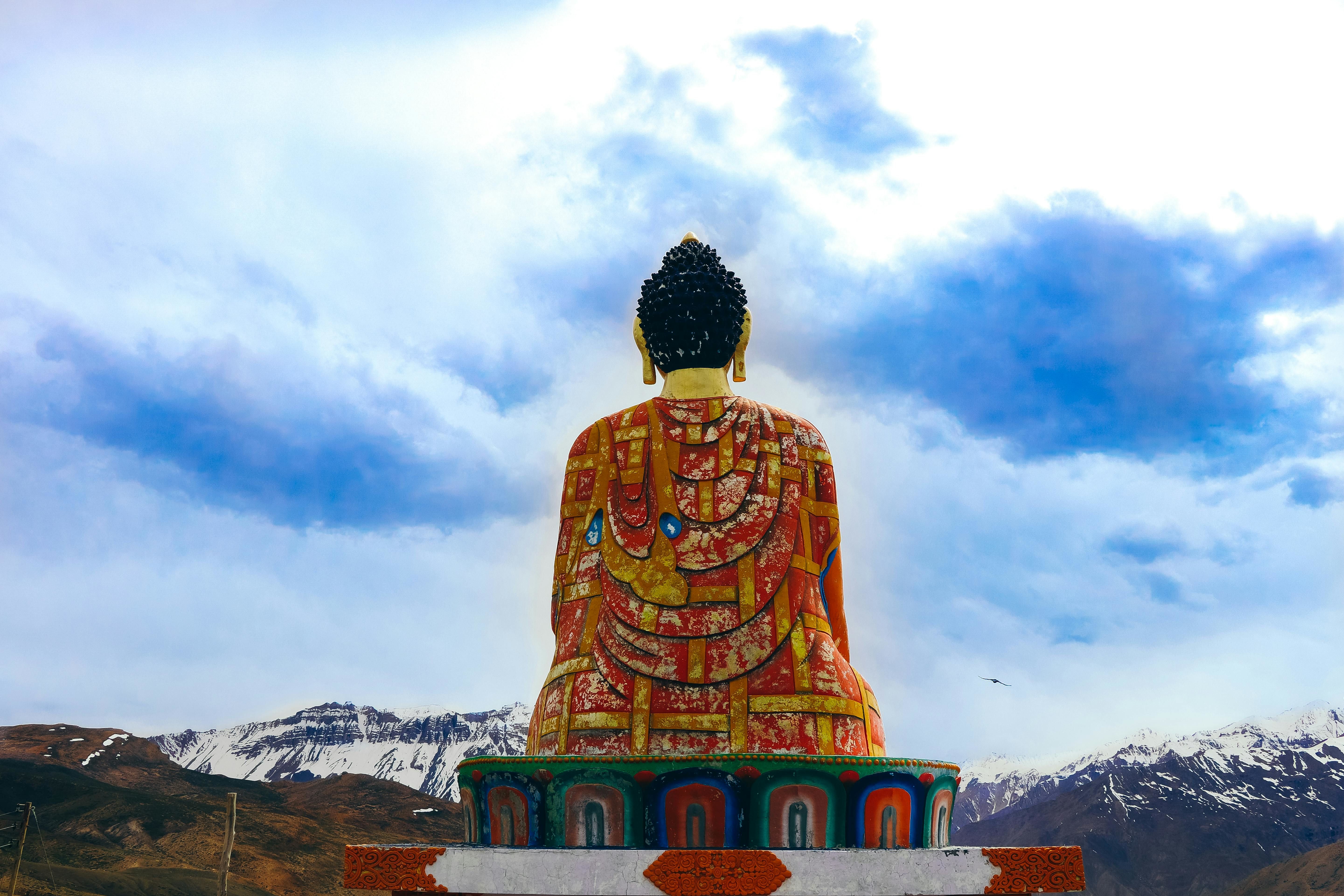 view of the buddha statue in langza village during daytime