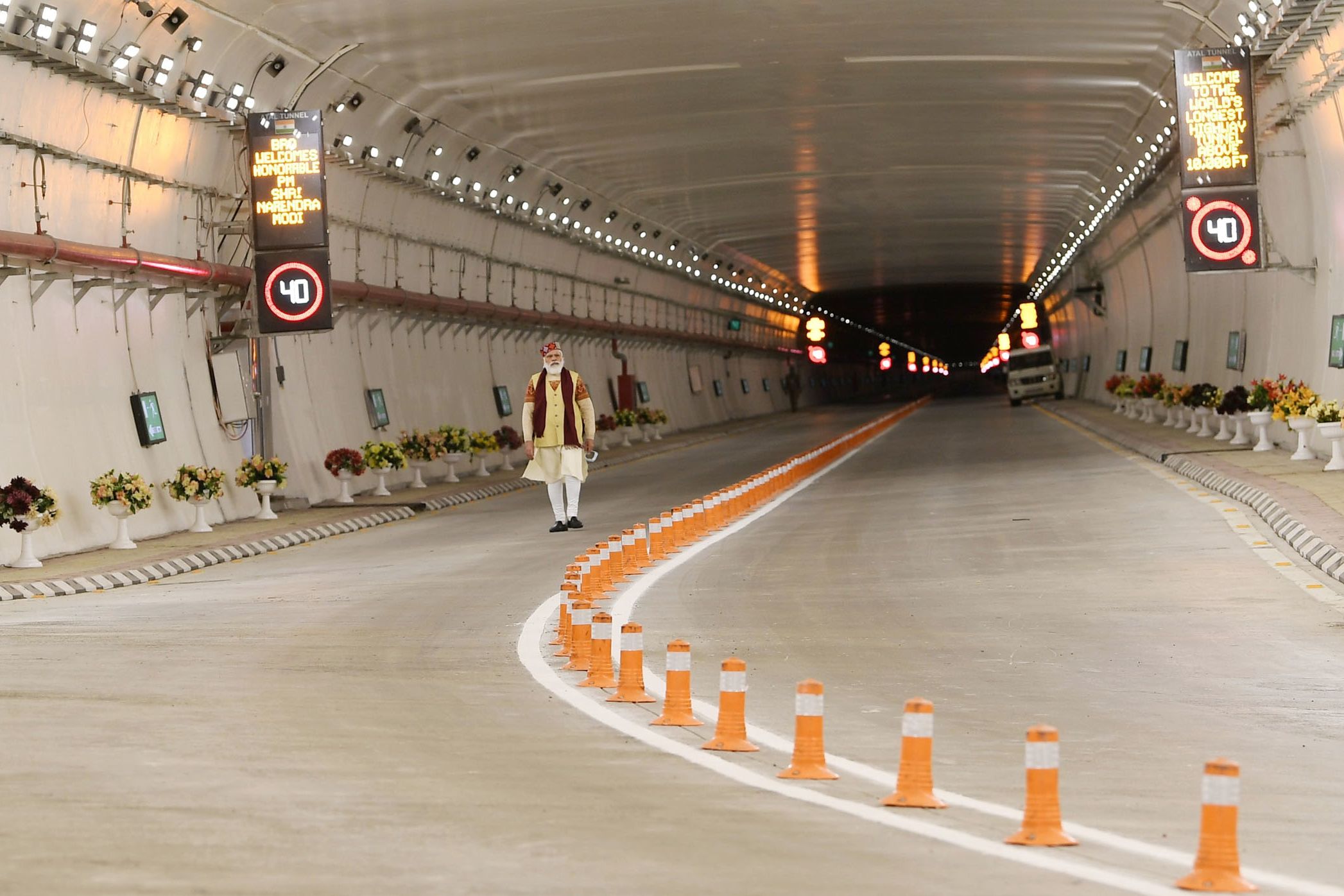 prime minister narendra modi inside atal tunnel
