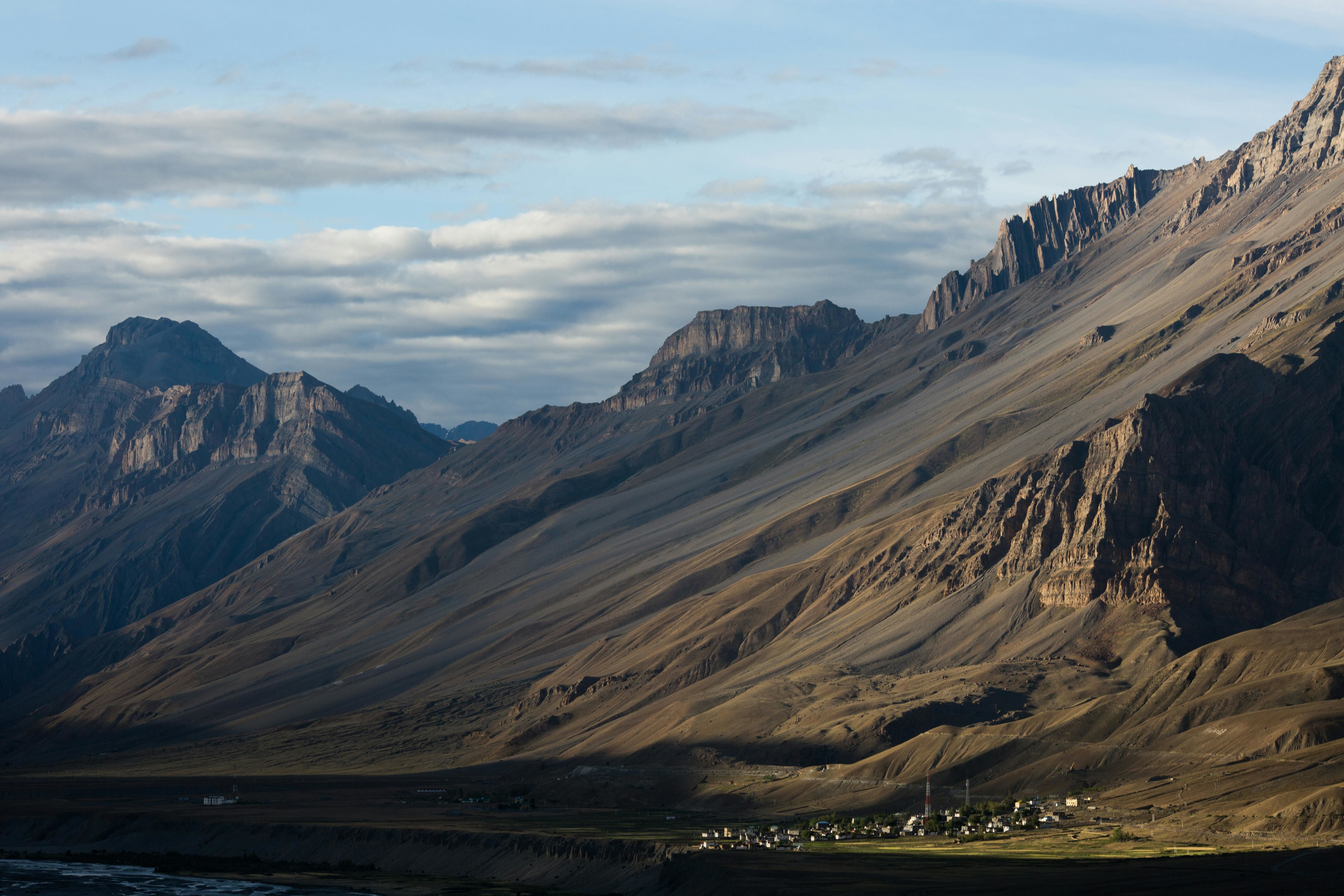 a view of stunning spiti valley mountain landscape in losar village